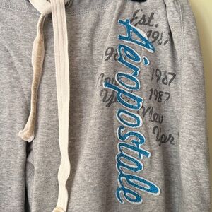 Aeropostale Light Gray Kids Joggers with Blue Logo